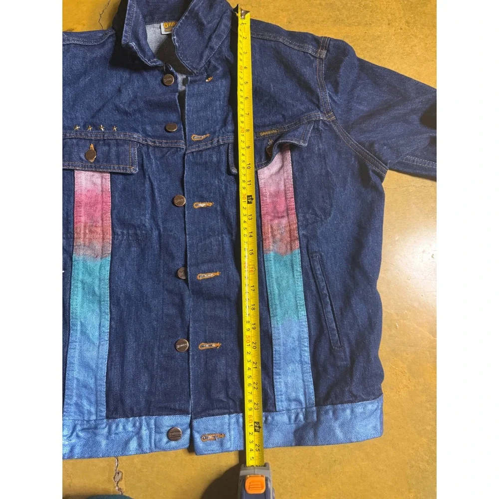 Vtg Branders Dickies Denim Jacket Size 42 Hot Air Balloon Stars Embellished Rare